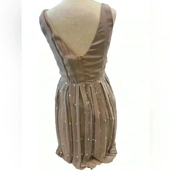 Taupe chiffon crystal encrusted formal dress. Size 6 from London. - Picture 5 of 11